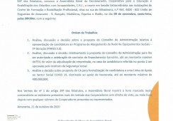 Convocatória para a Assembleia Geral Extraordinária da Cercimarante.